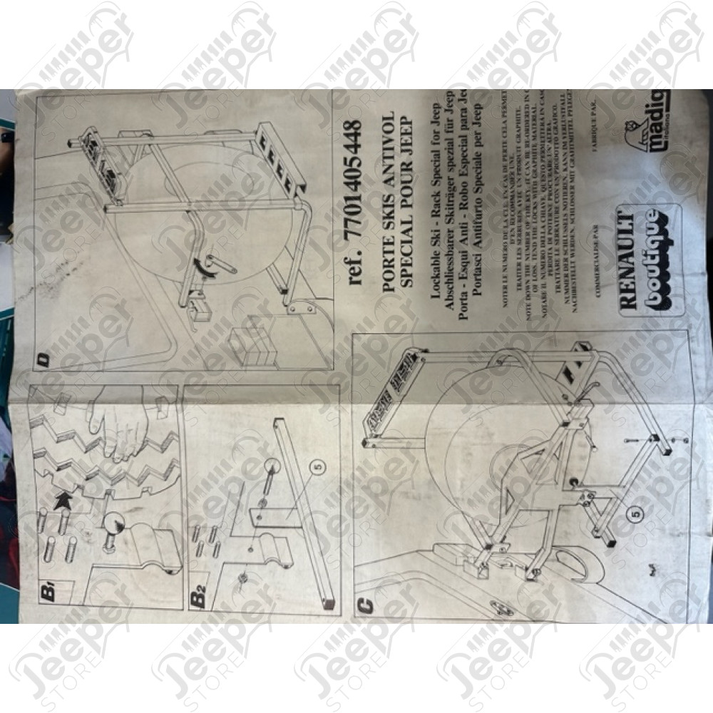NOS : Porte skis (4 paires) pour Jeep CJ7, CJ8