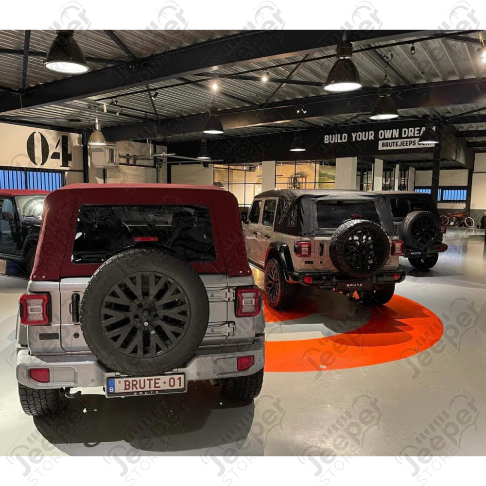 Bâche électrique Squareback by MyTop - Couleur : Burgundy (Bordeaux) - Jeep Wrangler JL Unlimited (4 portes)