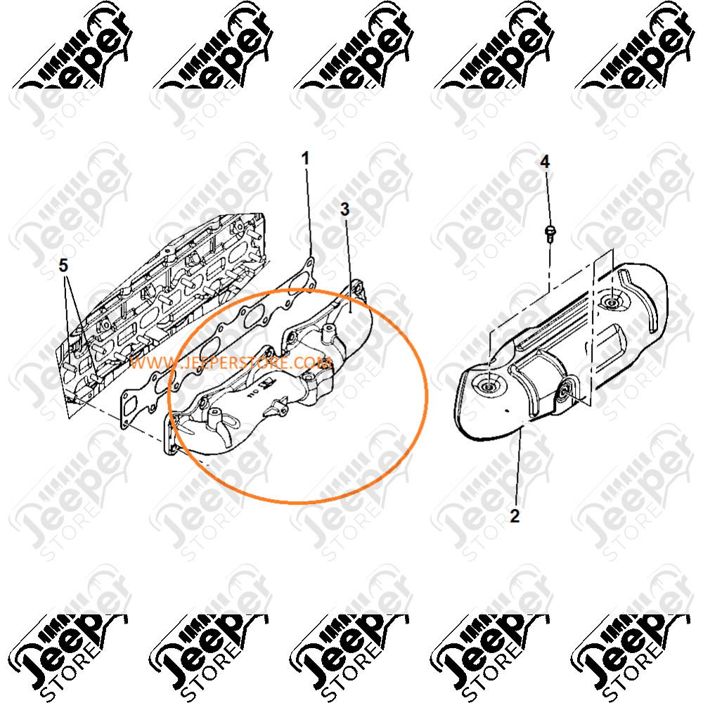 Collecteur d'échappement moteur 2.8L CRD - Jeep Wrangler JK - 0210.95JS / 68034994AA / 68027492AB / 68027492AA / K68306844aa / 68306844AA / 68092632AA / 68092632 / 21052152F