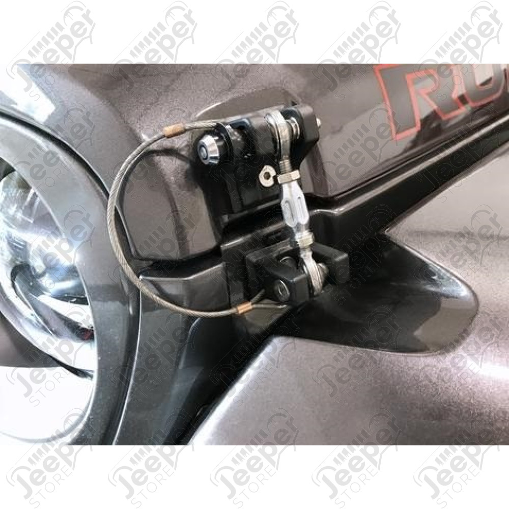 JL190001LK Kit d'attaches capot DV8 offroad en aluminium noir Jeep Wrangler JL et Wrangler JL Unlimited