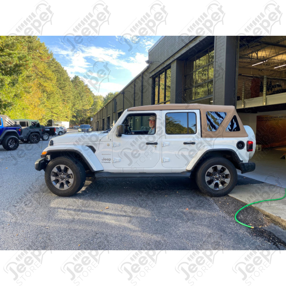 Bâche complète électrique Squareback by MyTop - Couleur : Tan (beige) - Jeep Wrangler JL Unlimited (4 portes)