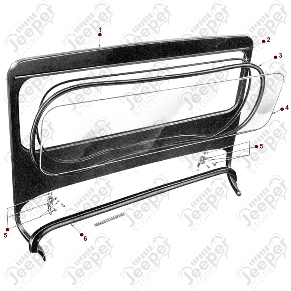 Joint de pare-brise Jeep Willys M38, CJ3A, CJA3B, CJ5, CJ6