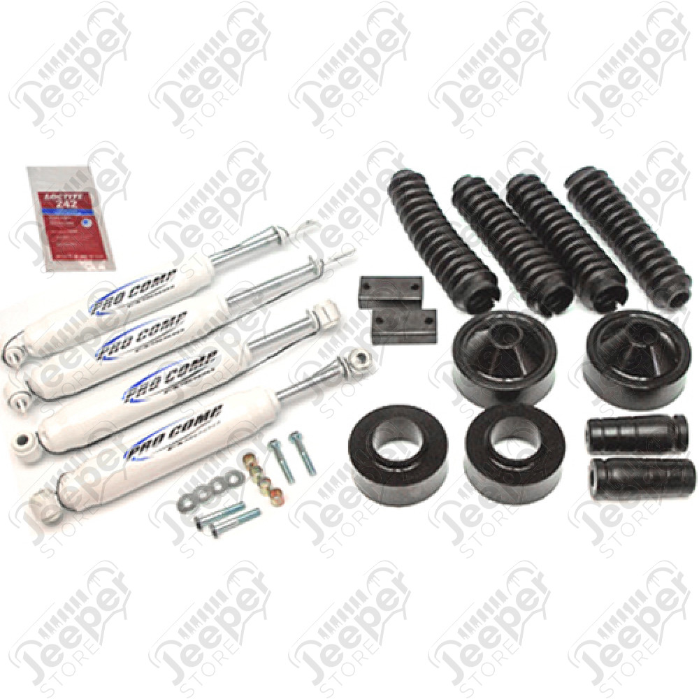 Kit réhausse +1.75" (+4.45 cm) avec 4 amortisseurs à gaz pour Jeep Wrangler JK - KJ09137BK / 18360.22