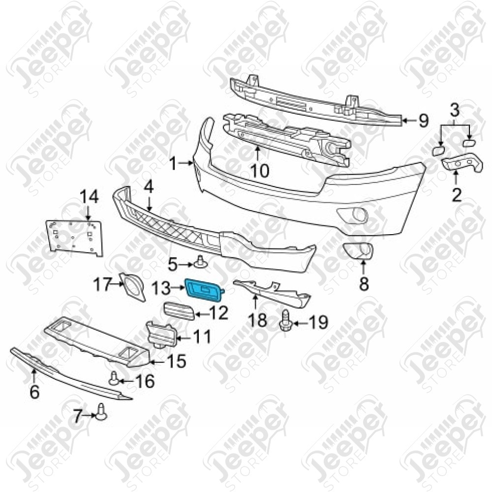 Cache accès crochet de remorquage pare chocs avant gauche - Jeep Grand Cherokee WL / WK2 - K68157231AB / 68157231AB / 68157231AA / 68157231