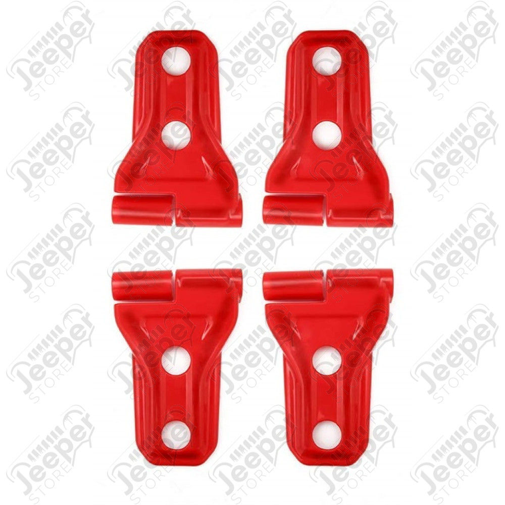 KENJCHP-RED-JLU Kit enjoliveurs de charnières de portes (couleur: rouge) Jeep Wrangler JL (2 portes) (pour le Unlimited prendre 2 jeux)