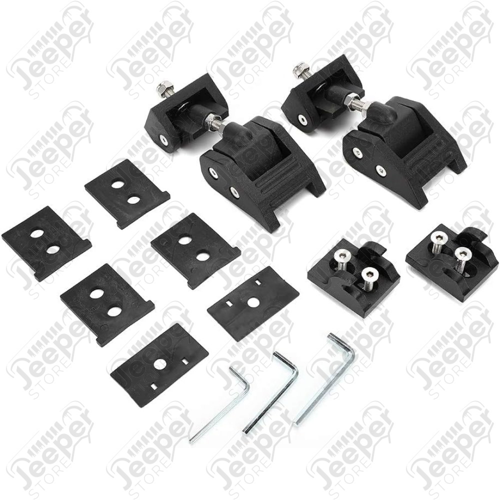 Kit attaches capot moteur réglable en acier et aluminium de la marque FLJ Offroad pour Jeep Wrangler TJ