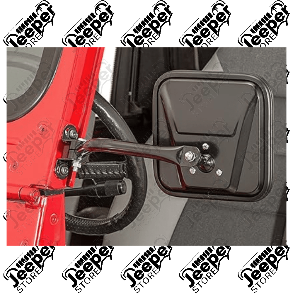 Kit de rétroviseurs noirs (format carré) avec fixation sur baie de pare brise pour Jeep CJ7, Wrangler YJ, TJ, JK