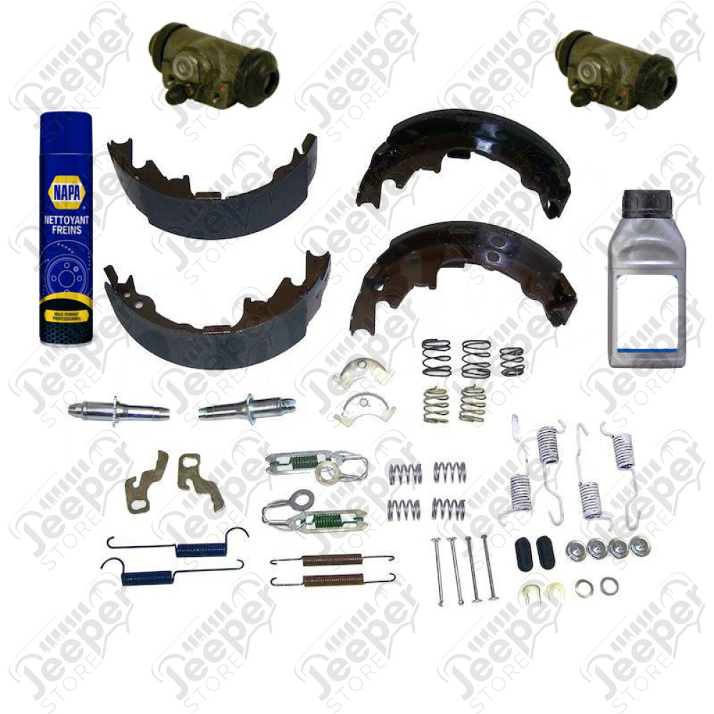Kit freinage arrière (mâchoires, ressorts, cylindre de roues, nettoyant) pour Jeep Wrangler TJ