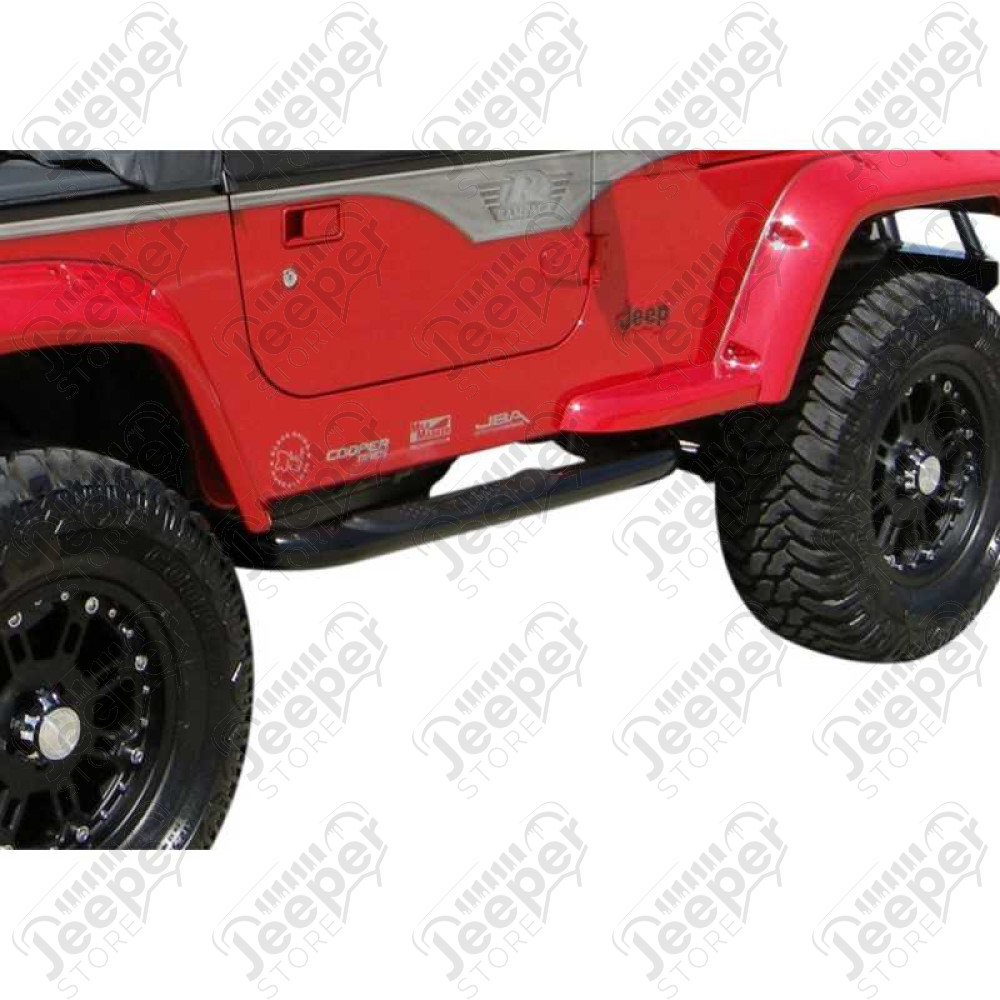 Kit marchepieds tubulaire noir avec plateau anti-dérapant pour Jeep Wrangler YJ et TJ - B8625 / 8625B / 11591.03 / RT26015 / RT26016 / 11590.04 / 11590.03 / 11504.04 / 35600