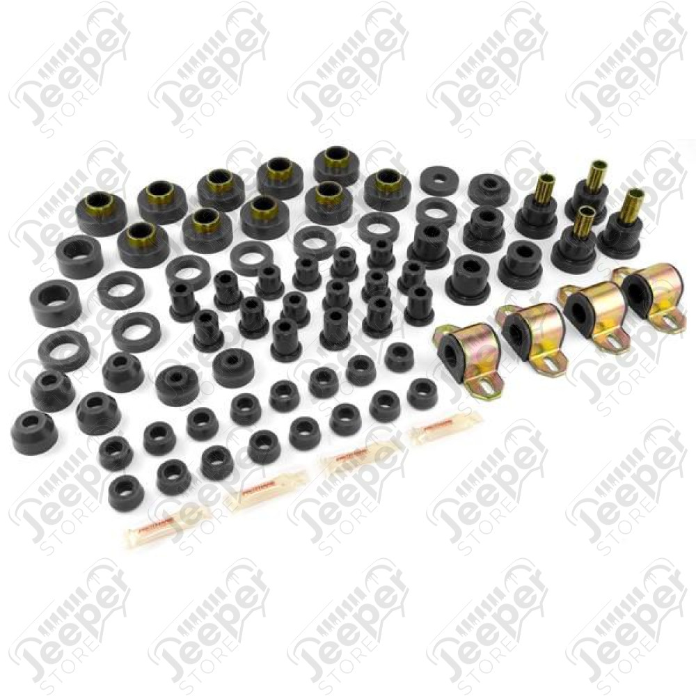 Suspension Bushing Kit, Polyurethane, Black; 80-86 Jeep CJ5/CJ7