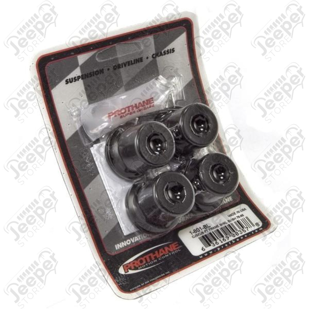 Suspension Leaf Spring Shackle Bushing Kit, Front, Black; 76-86 CJ