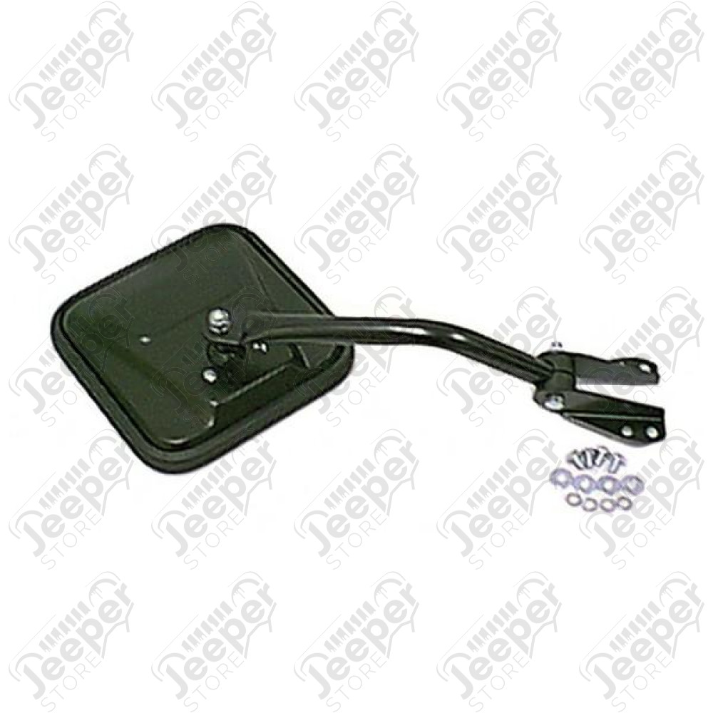 Door Mirror Kit, Left, Head/Arm, Black; 55-86 Jeep CJ