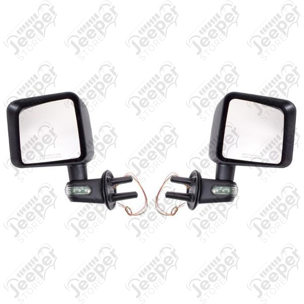 Door Mirror Kit, Turn Signals, Black; 07-18 Jeep Wrangler JK