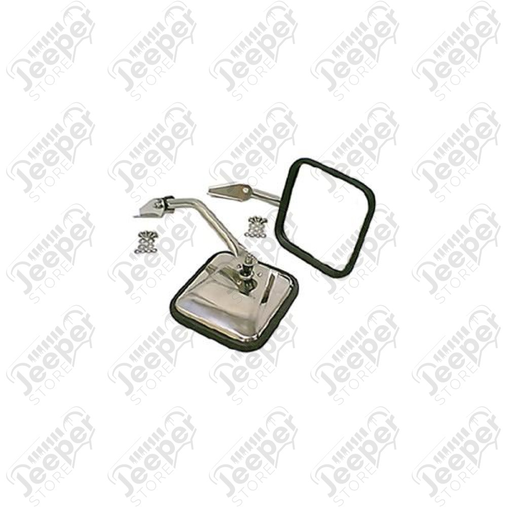 Door Mirror Kit, Stainless Steel; 55-86 Jeep CJ5/CJ6/CJ7/CJ8
