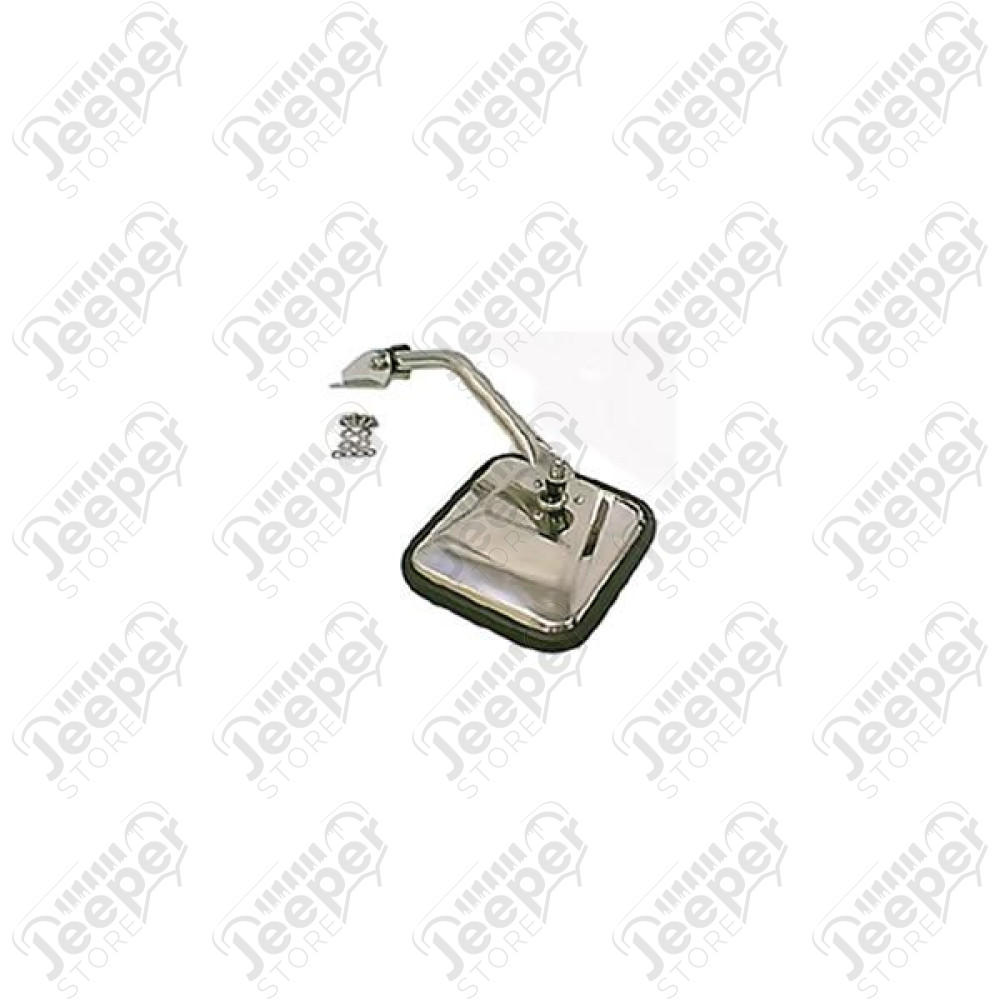 Door Mirror Kit, Left, Head/Arm, Stainless Steel; 55-86 Jeep CJ