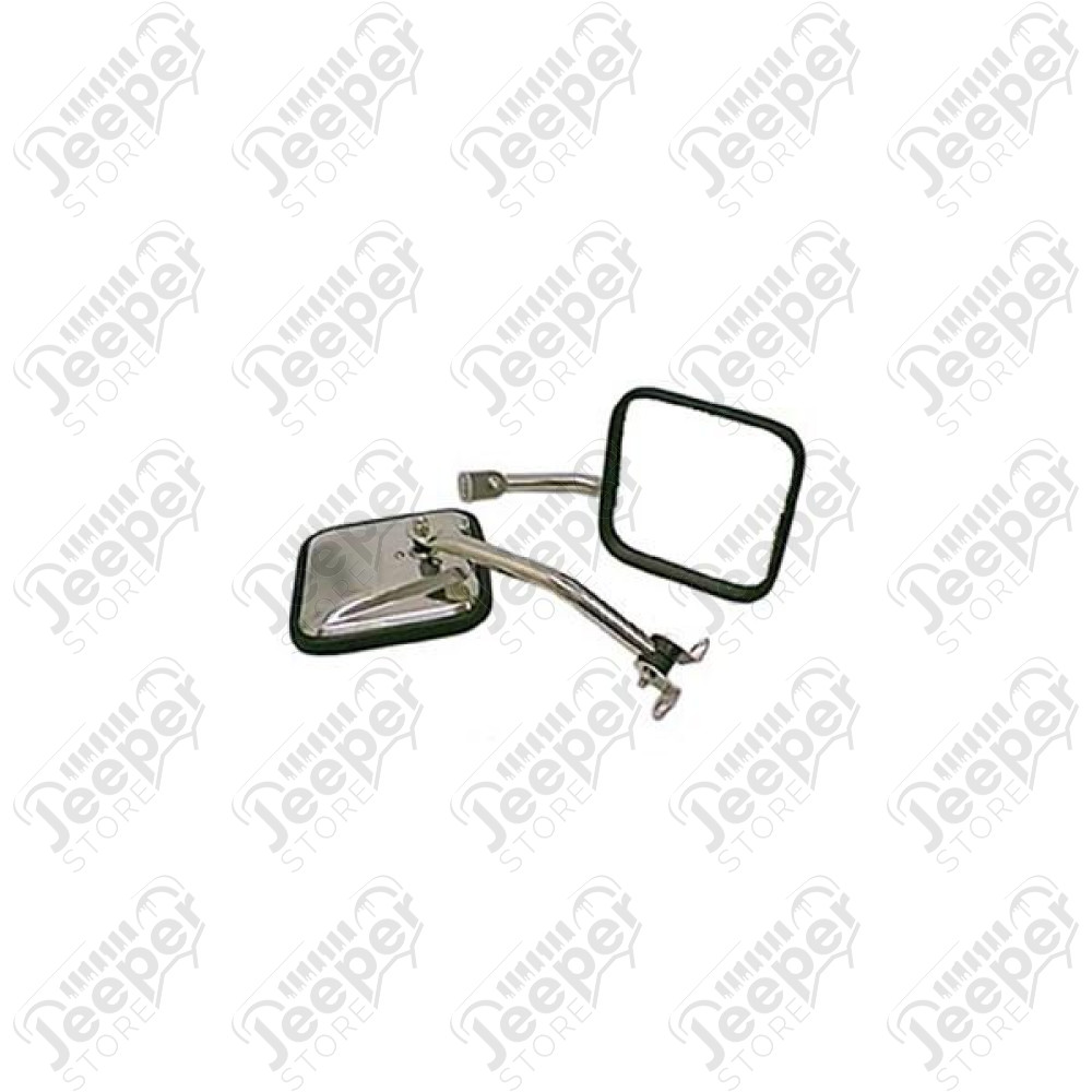 Door Mirror Kit, CJ-Style, Stainless Steel; 87-95 Jeep Wrangler YJ