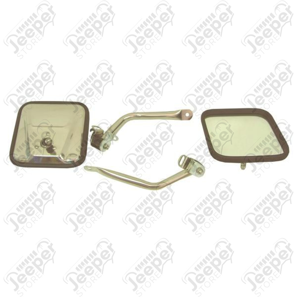 Door Mirror Kit, CJ-Style, Stainless Steel; 97-06 Jeep Wrangler TJ
