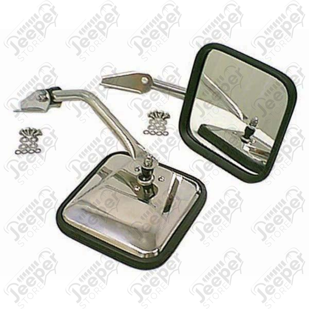 Door Mirror Kit, CJ-Style, Chrome; 55-86 Jeep CJ5/CJ6/CJ7/CJ8