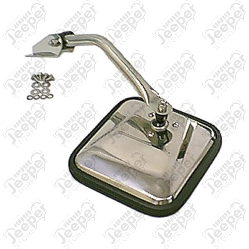 Door Mirror Kit, Left, Head/Arm, CJ-Style, Chrome; 55-86 Jeep CJ