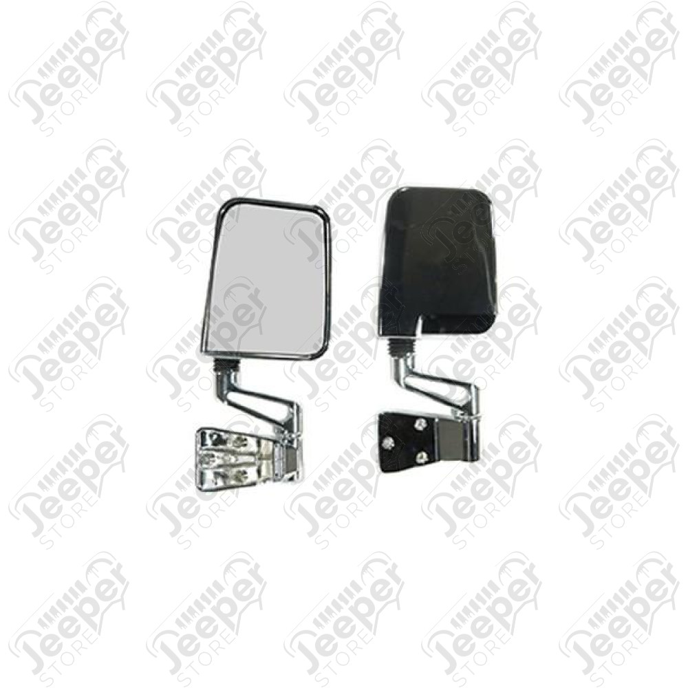 Door Mirror Kit, Chrome; 87-02 Jeep Wrangler YJ/TJ