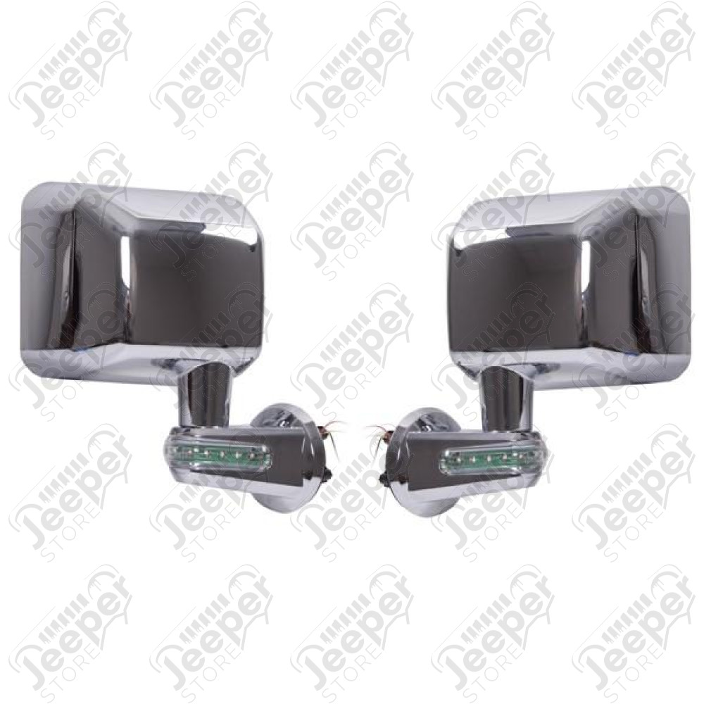 Door Mirror Kit, LED Turn Signals, Chrome; 07-18 Jeep Wrangler JK