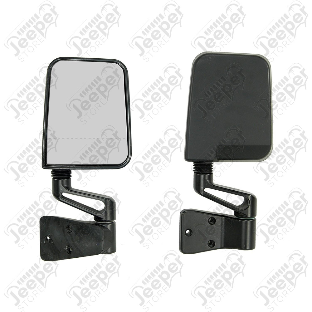 Door Mirror Kit, Dual Focus, Black; 87-02 Jeep Wrangler YJ/TJ