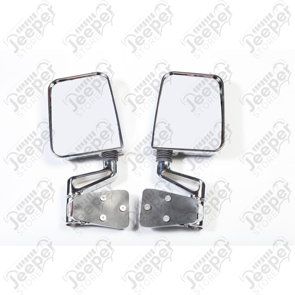 Door Mirror Kit, Dual Focus, Chrome; 87-02 Jeep Wrangler YJ/TJ