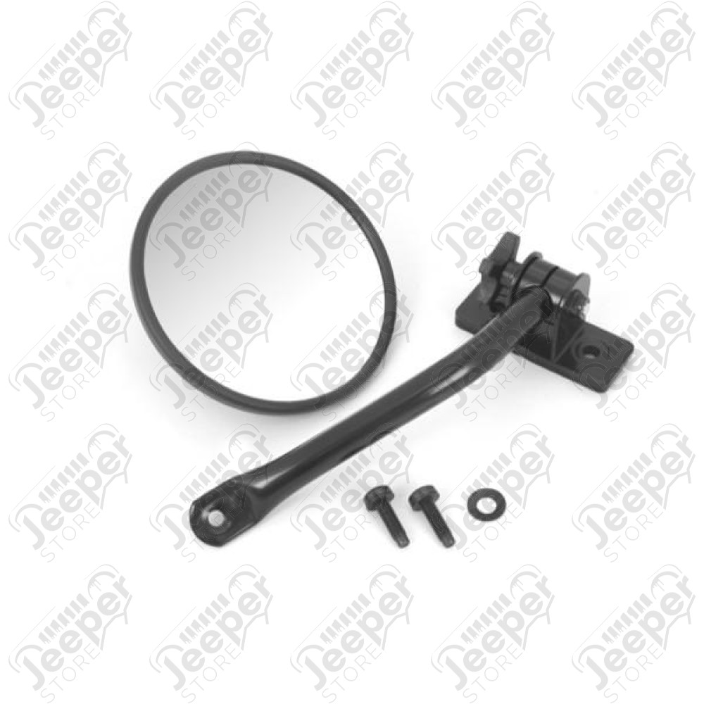Quick Release Mirror, Round, Black; 97-18 Wrangler TJ/LJ/JK/JKU