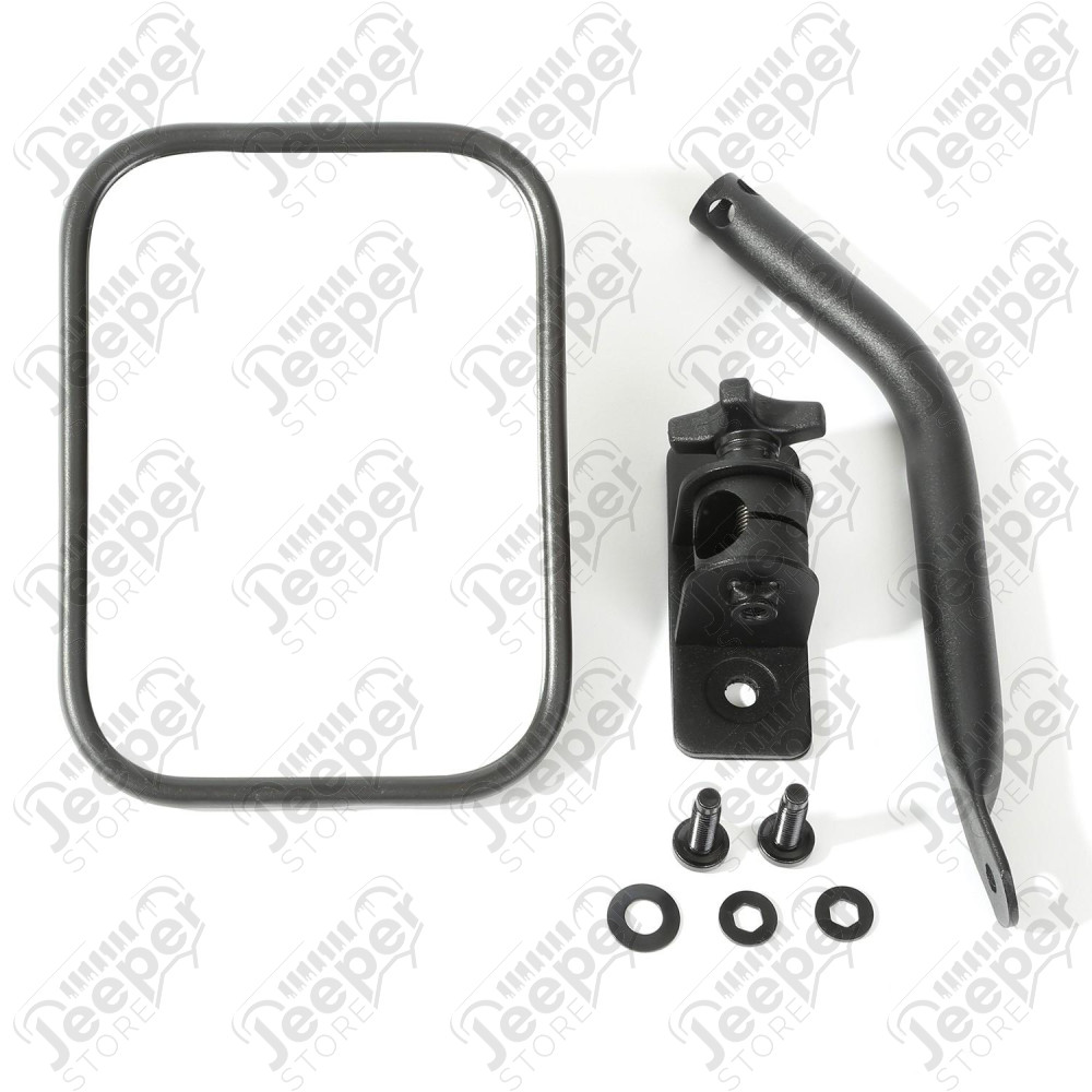 Quick Release Mirror, Rectangular, Textured Black; 97-18 Wrangler