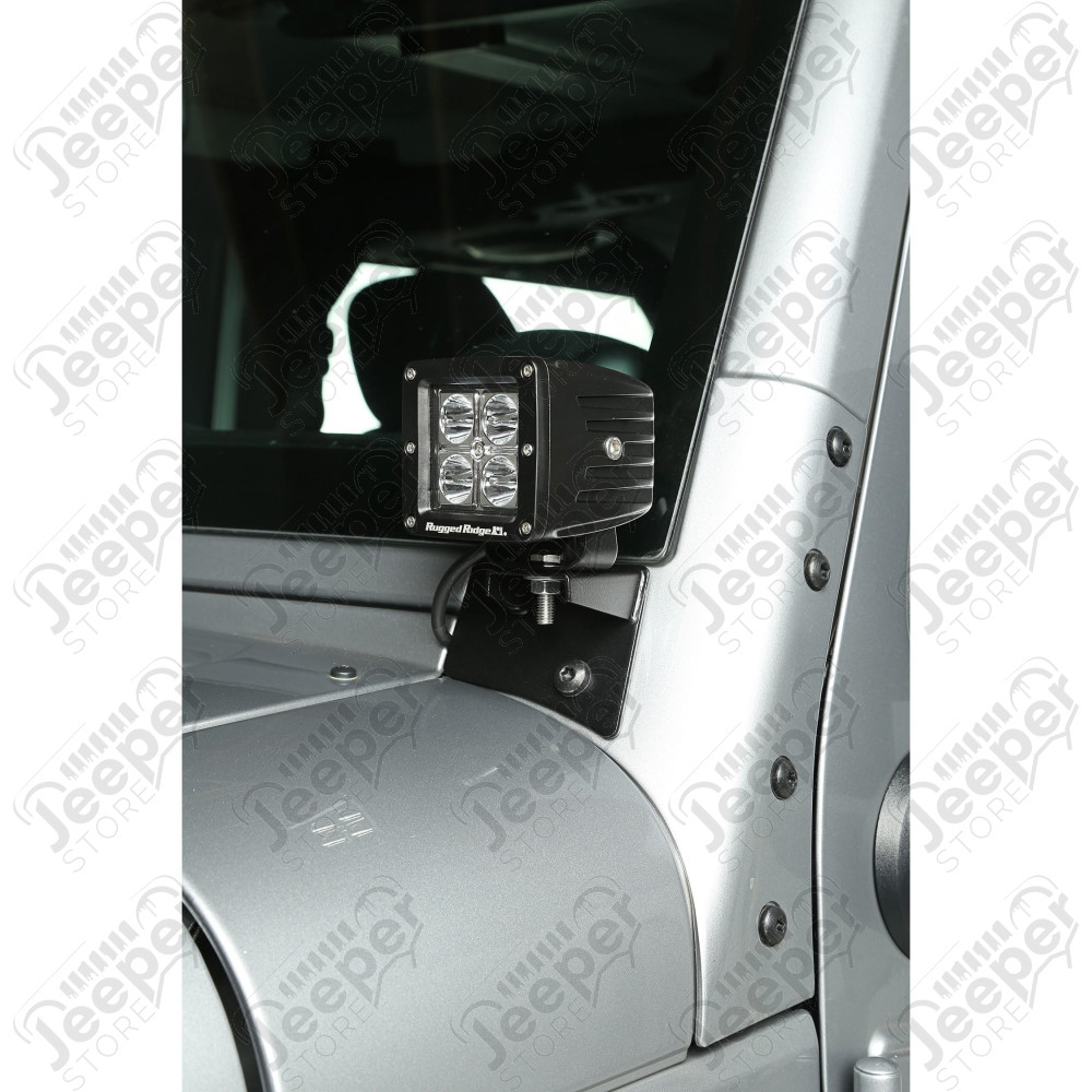 Light Mount Bracket Kit, Windshield, Textured Black 07-18 Wrangler JK
