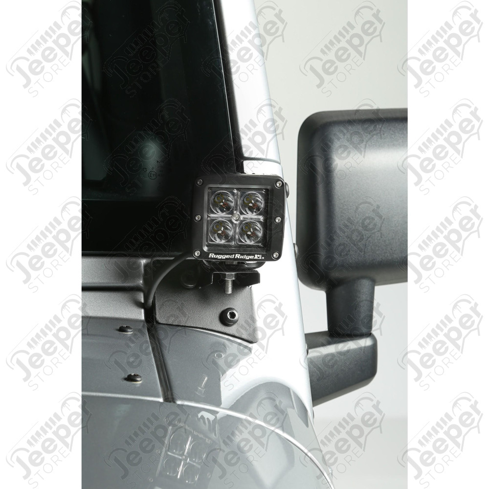 Light Mount Bracket Kit, Windshield, Textured Black 07-18 Wrangler JK