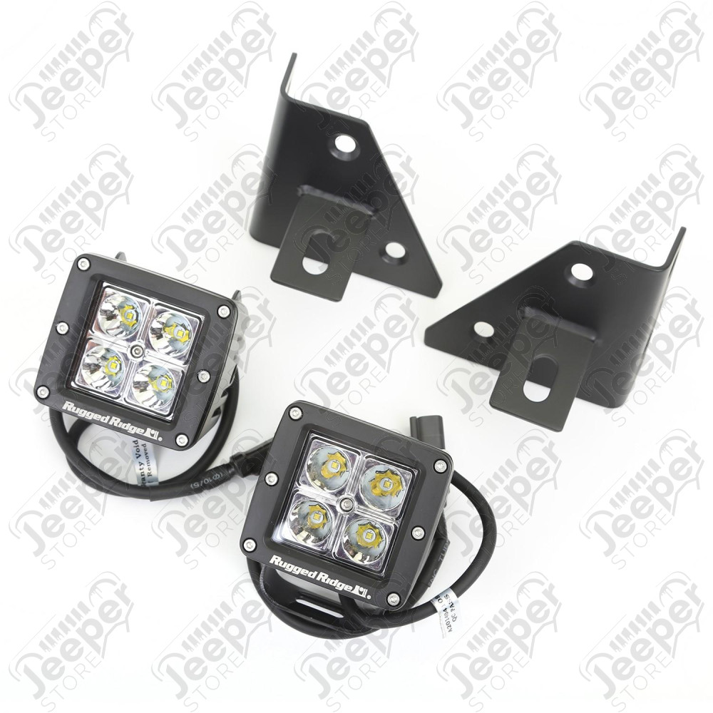 Light Kit, Windshield Mounted, Square, Black; 76-95 Jeep CJ/YJ