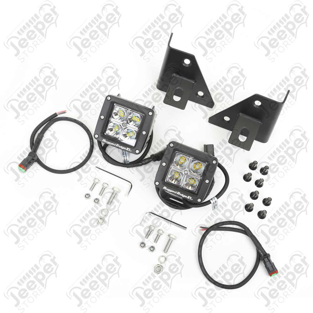 Light Kit, Windshield Mounted, Square, Black 76-95 Jeep CJ/YJ