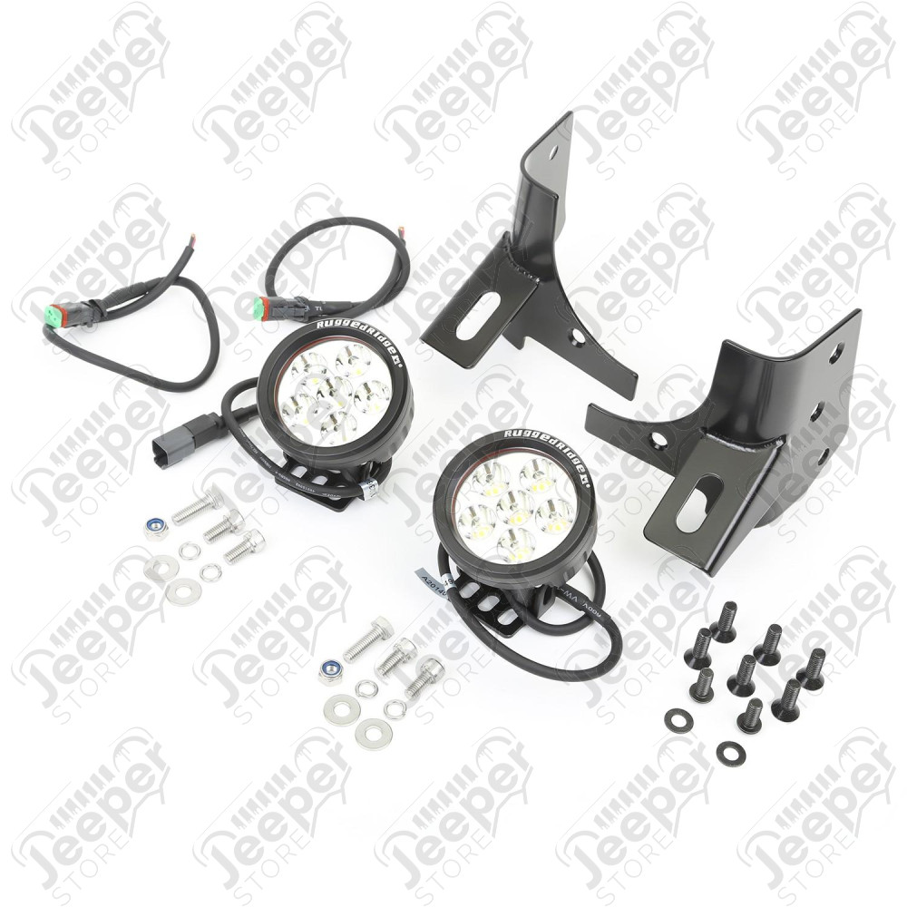 Light Kit, Windshield Mounted, Round, Black 97-06 Wrangler TJ