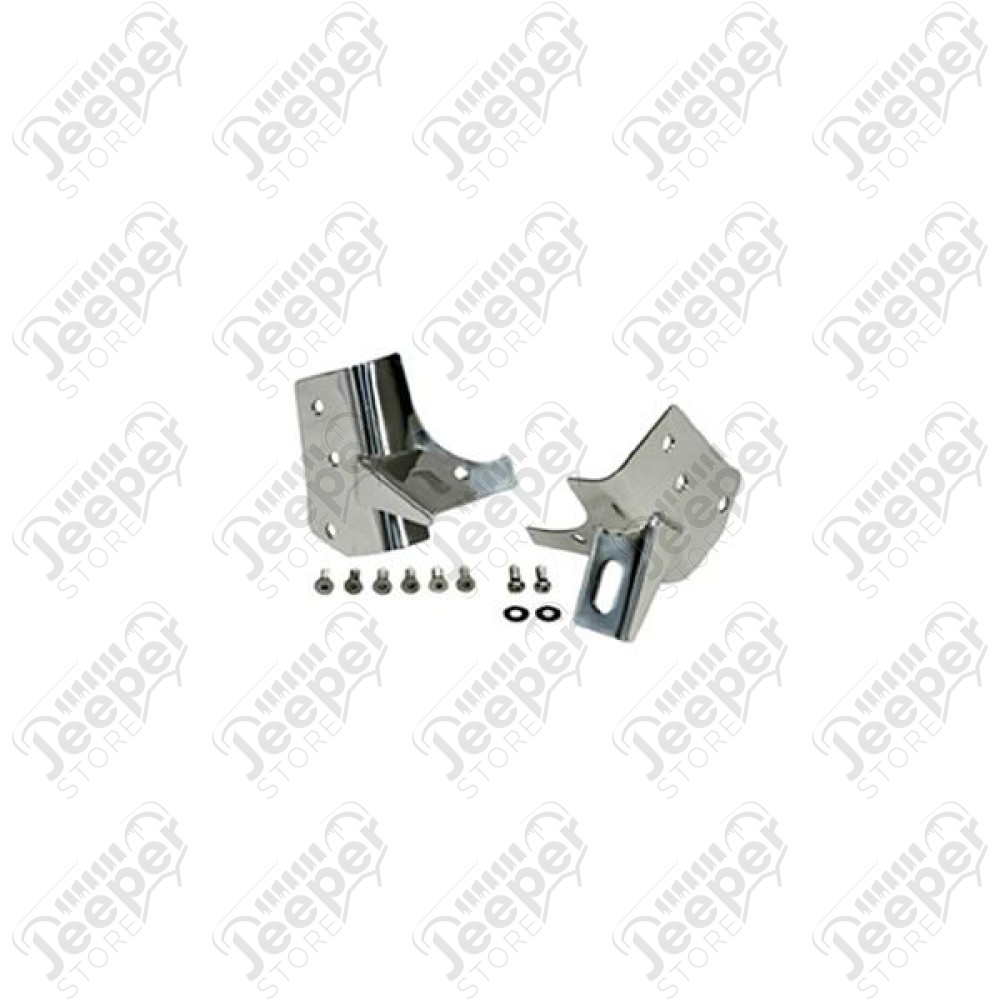 Light Mounting Brackets, Windshield, Stainless Steel; 97-06 TJ
