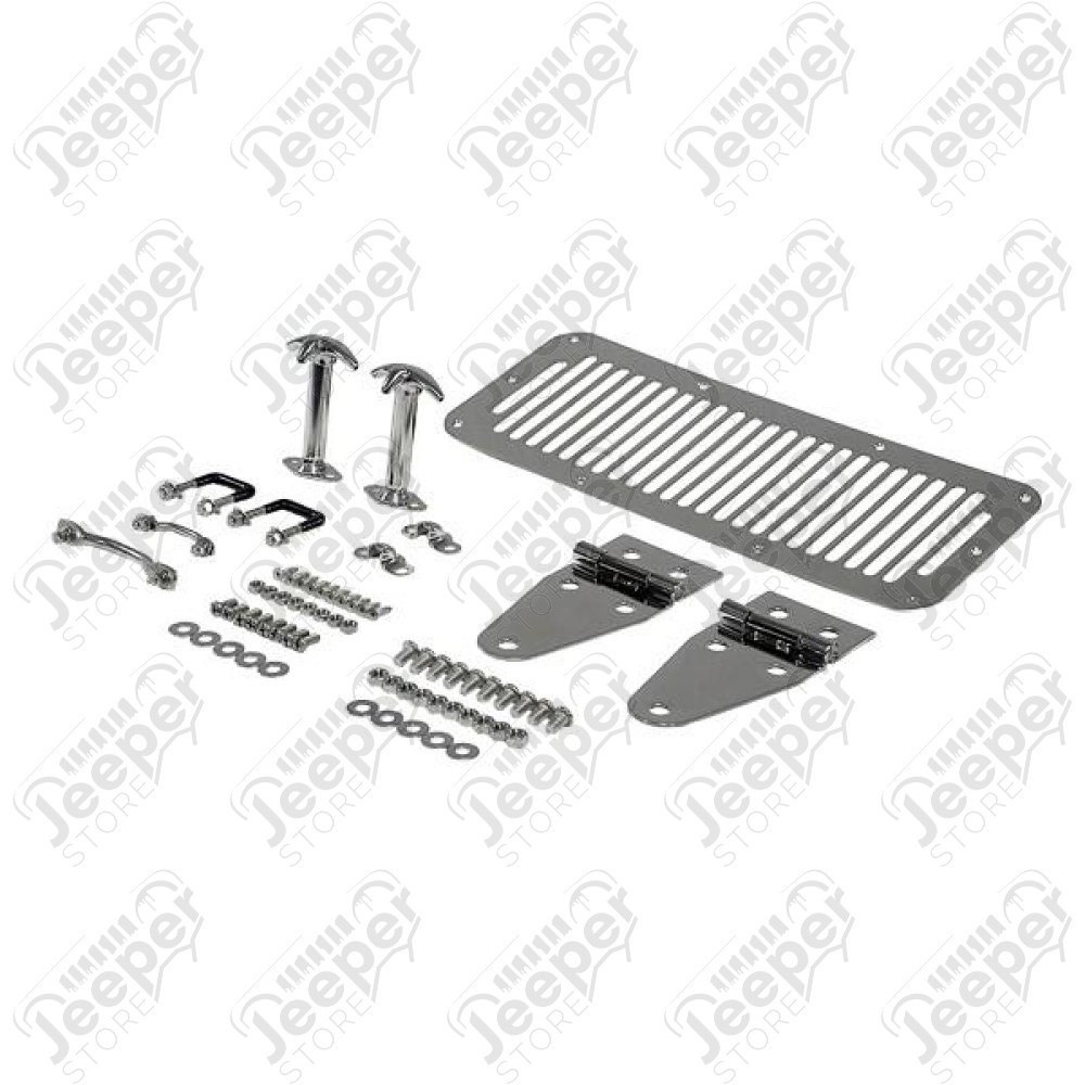 Hood Kit, Stainless Steel; 76-86 Jeep CJ/87-95 Jeep Wrangler