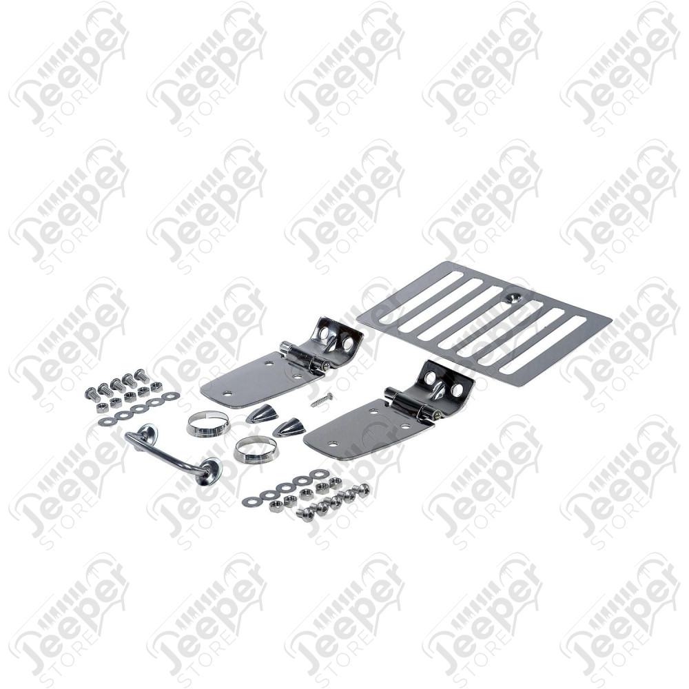 Hood Kit, Complete, Stainless Steel; 98-06 Jeep Wrangler TJ