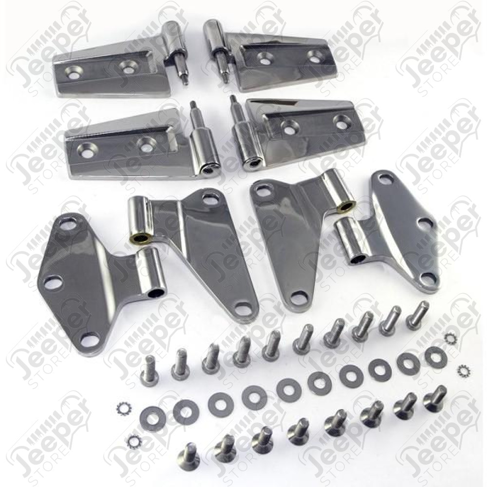 Door Hinge Kit, Stainless Steel; 07-18 Jeep Wrangler JK