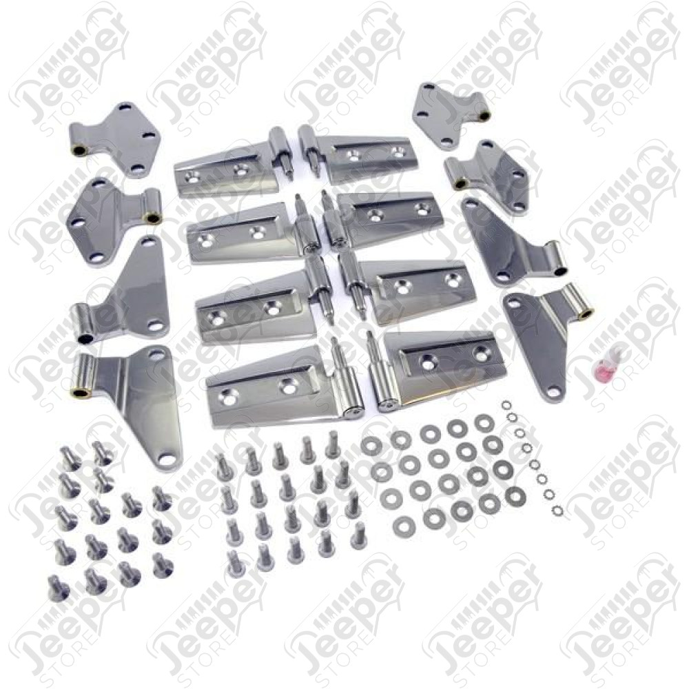 Door Hinge Kit, Stainless Steel; 07-18 Jeep Wrangler JKU