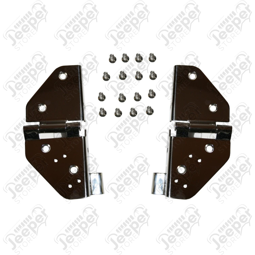 Windshield Hinge Kit, Stainless Steel; 76-95 Jeep CJ/Wrangler YJ