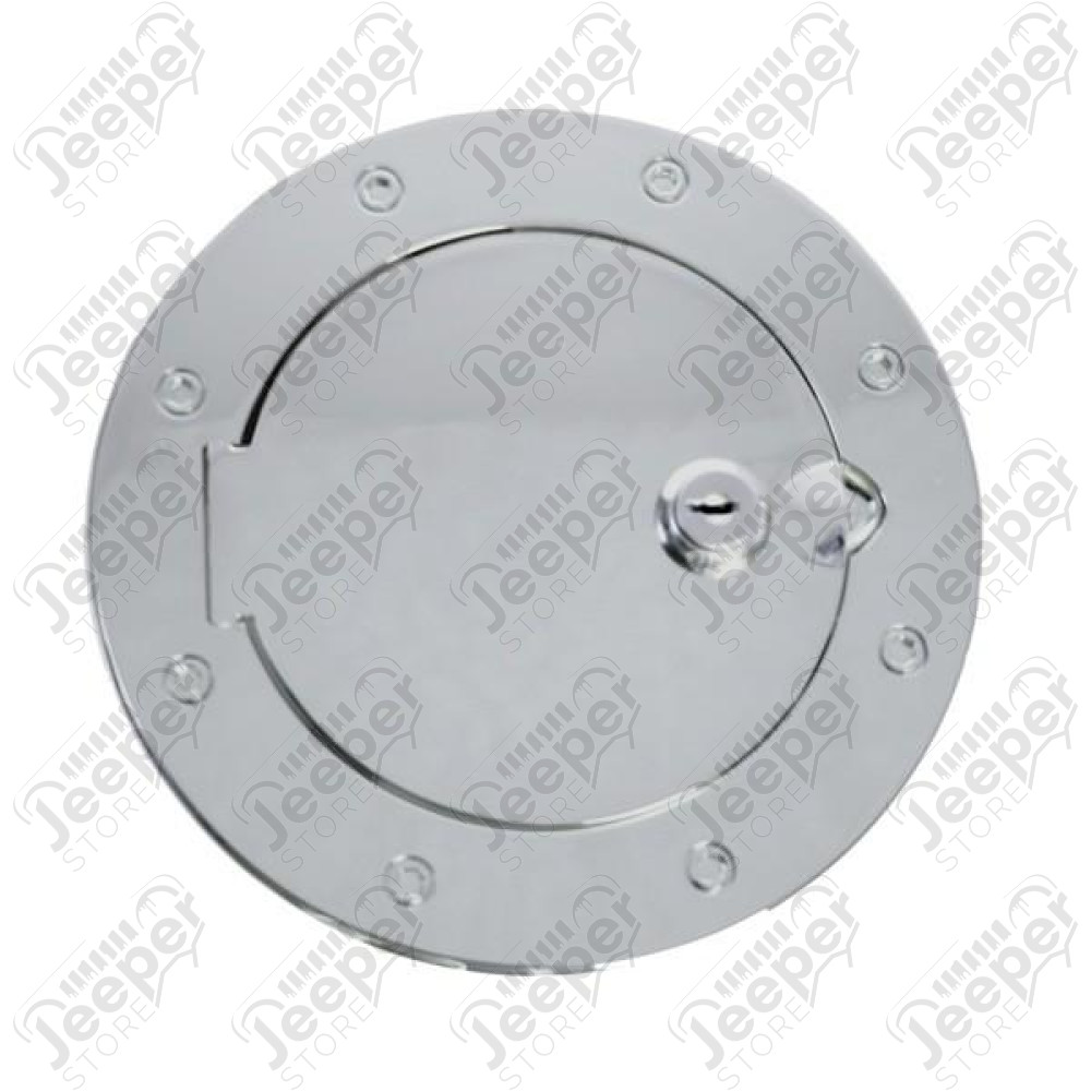 Gas Cap Door, Locking, Stainless Steel; 07-18 Jeep Wrangler JK