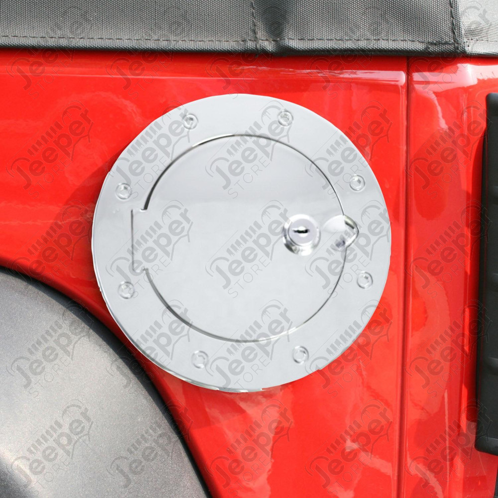 Gas Cap Door, Locking, Stainless Steel 07-18 Jeep Wrangler JK