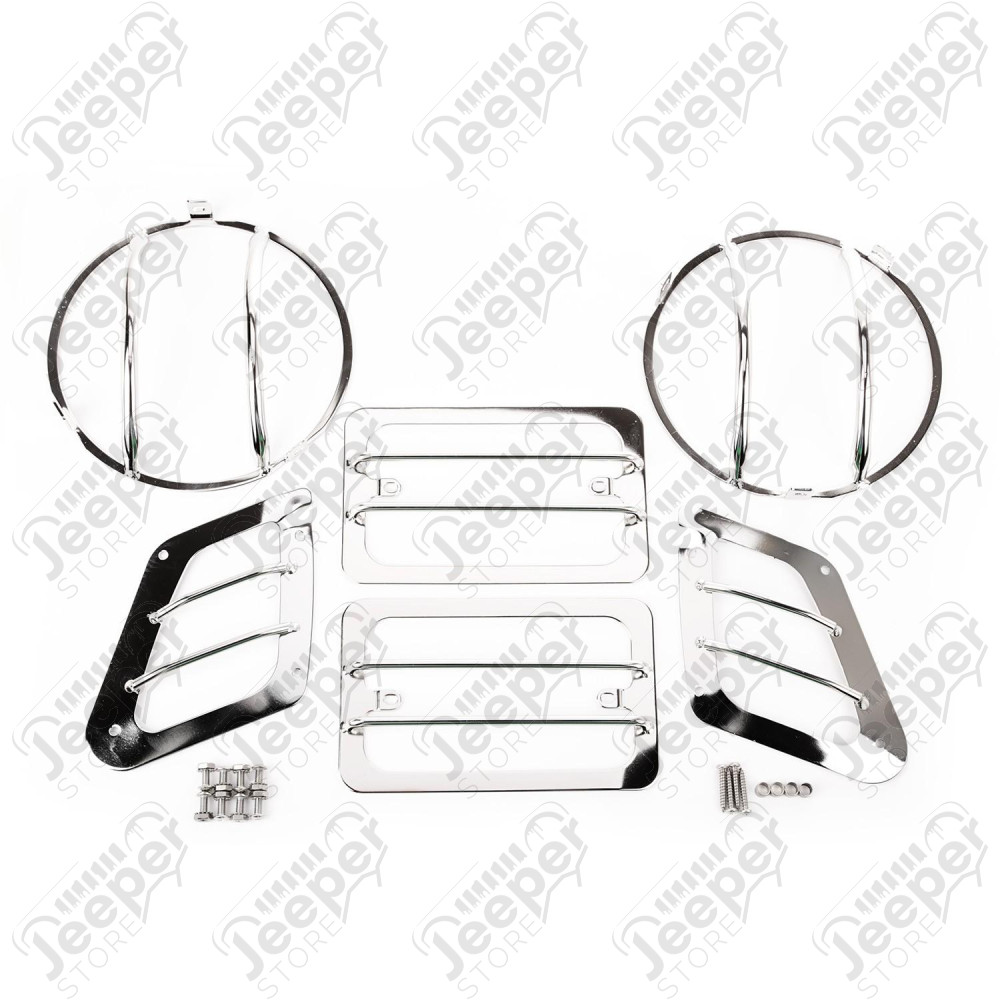 Euro Guard Kit, Front, Stainless; 97-06 Jeep Wrangler TJ/LJ