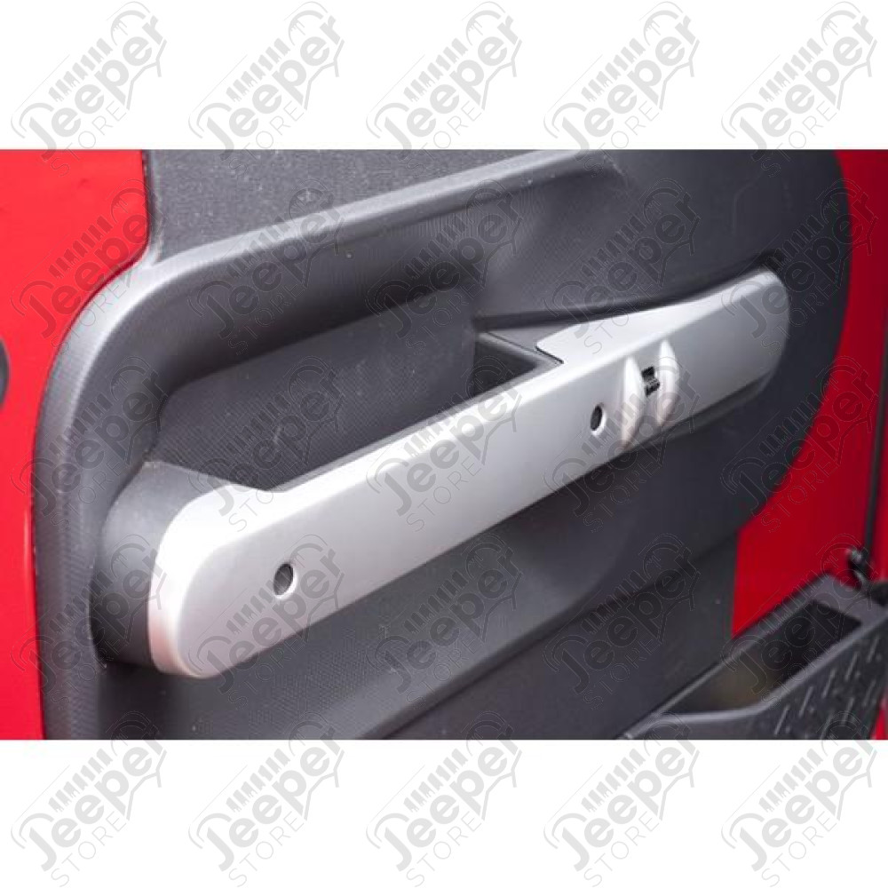 Door Handle Trim, Front, Brushed Silver; 07-10 Jeep Wrangler JK