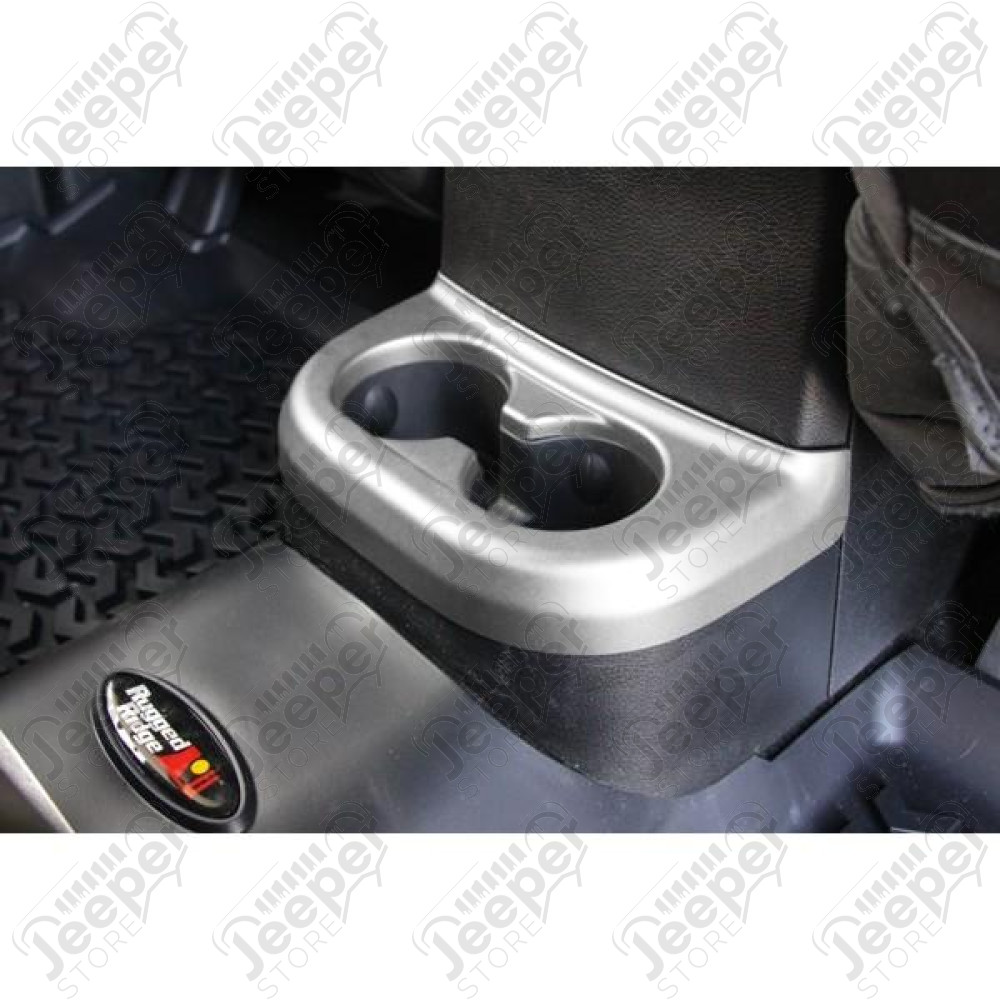 Cup Holder Trim, Brushed Silver, 2nd Row; 11-18 Jeep Wrangler JK