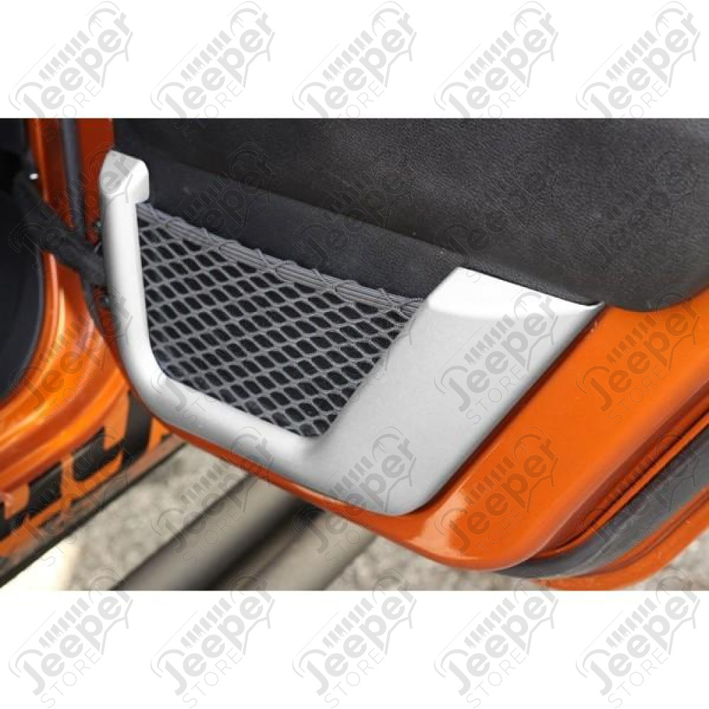 Door Net Trim, 2nd Row, Brushed Silver; 11-18 Jeep Wrangler JK