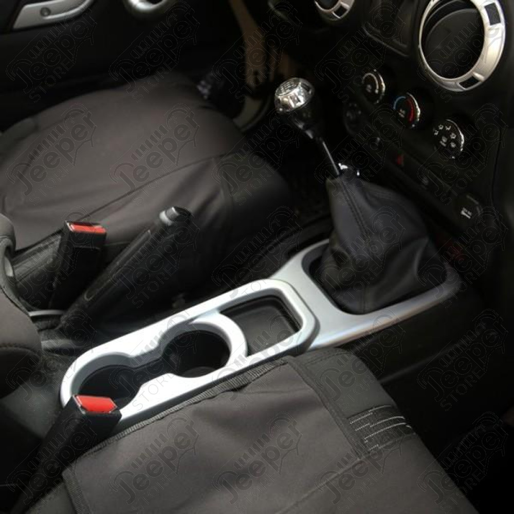 Cup Holder Trim, Center Console, Brushed Silver, Manual; 11-18 JK