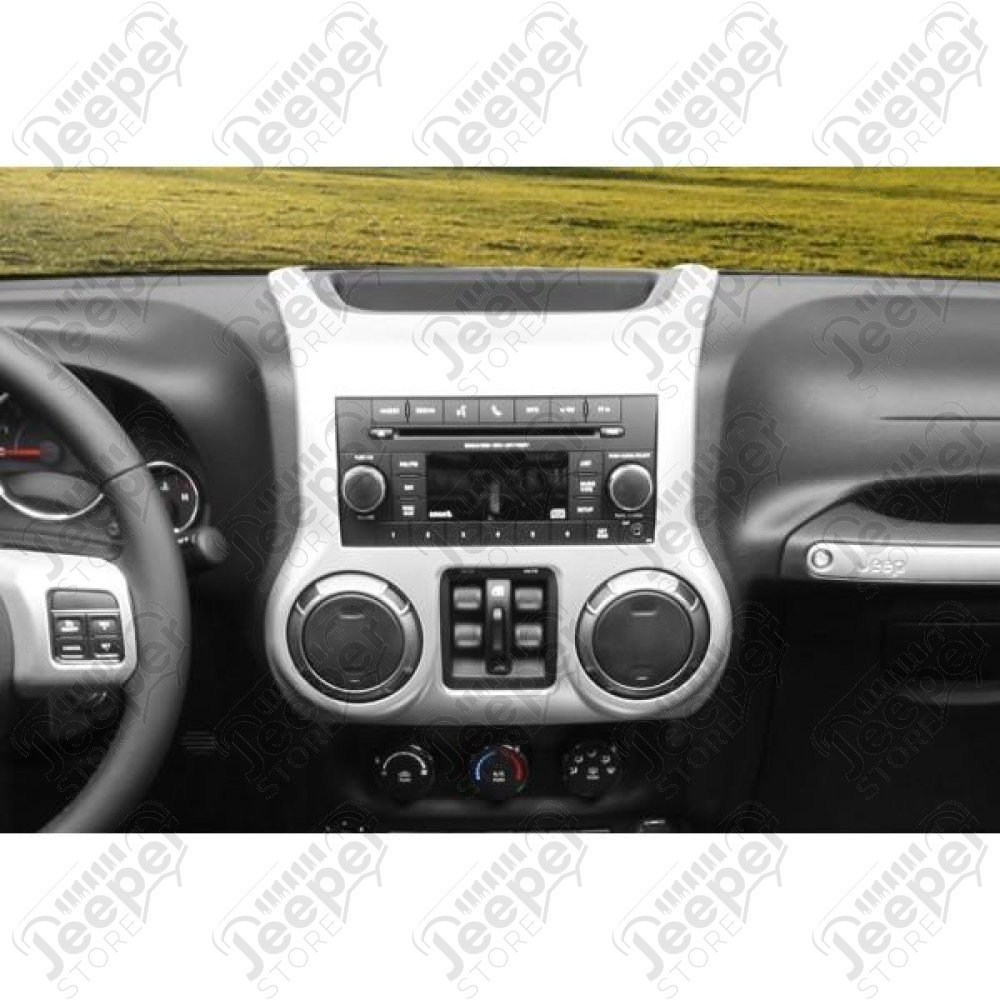 Dashboard Radio Console, Center, Brushed Silver; 11-18 Wrangler JK