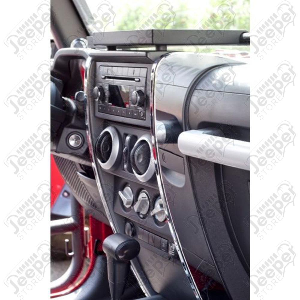 Dashboard Accents, Center, Chrome; 07-10 Jeep Wrangler JK