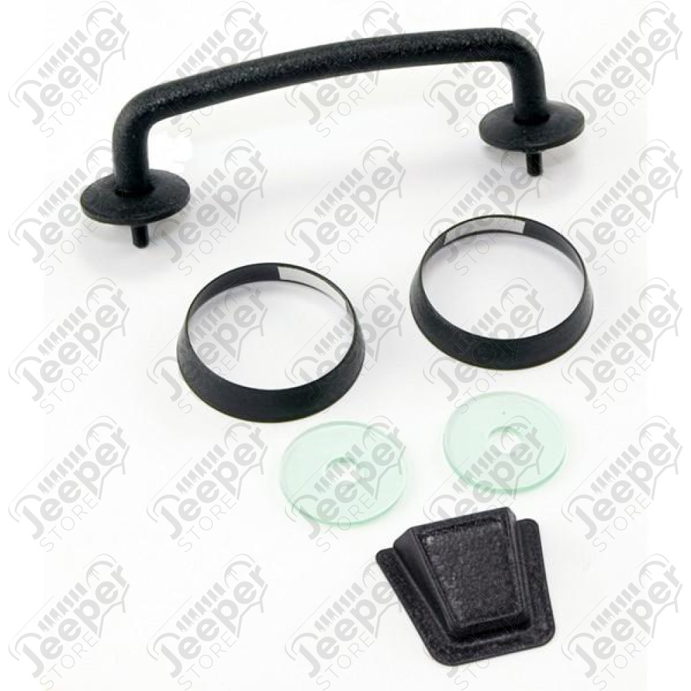 Windshield Tie Down Kit, Textured Black; 07-12 Jeep Wrangler JK